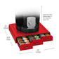 Mind Reader Single Serve Coffee Pod Organizer with 3 Drawers, 36 Pod Capacity, Countertop, 12.25"L x 13.5"W x 2.5"H, Red