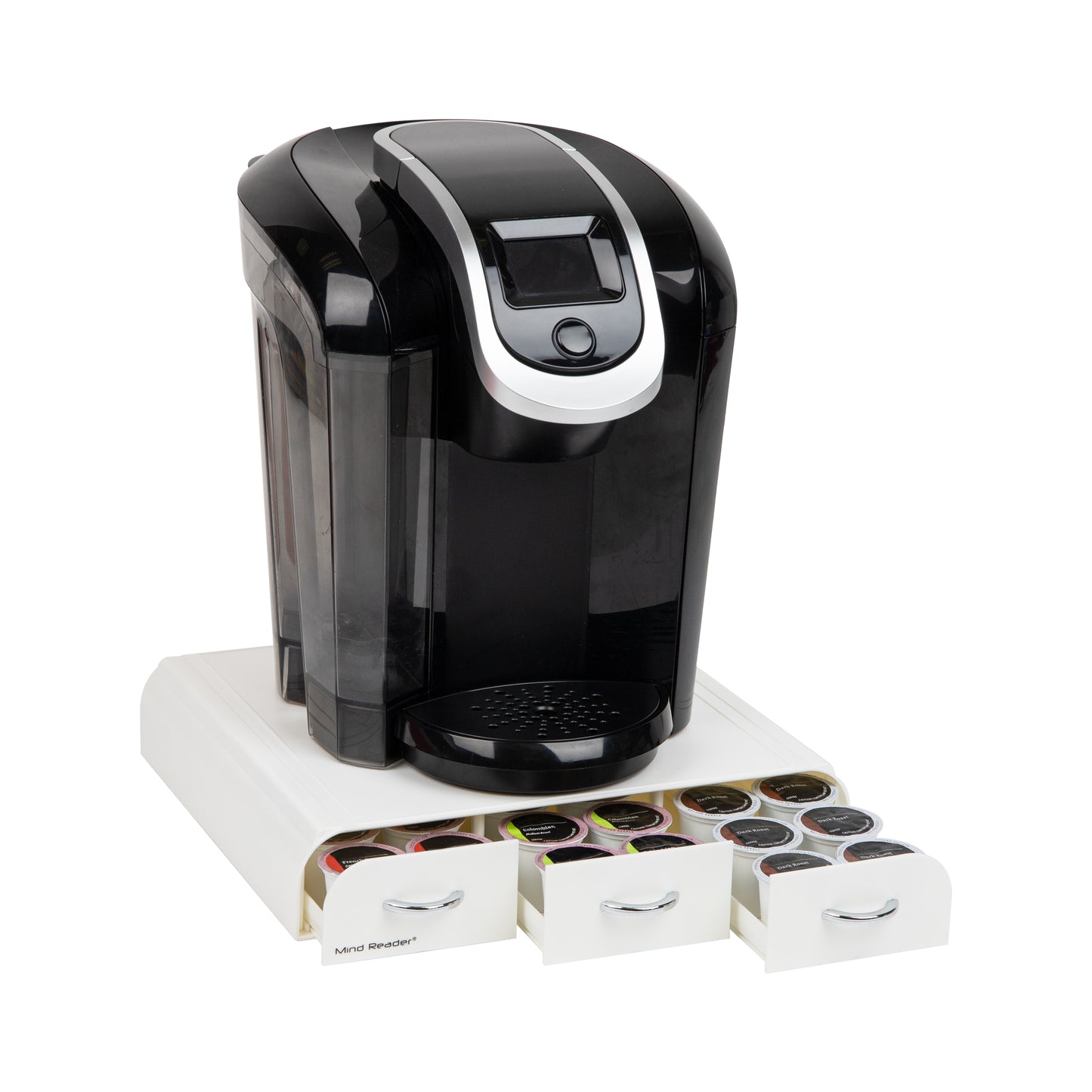 Mind Reader 3-Drawer Single Serve Coffee Pod Drawer, 36 Coffee Pod Capacity, Countertop Organizer, Coffee Machine Base, 12.25"L x 13.5"W x 2.5"H