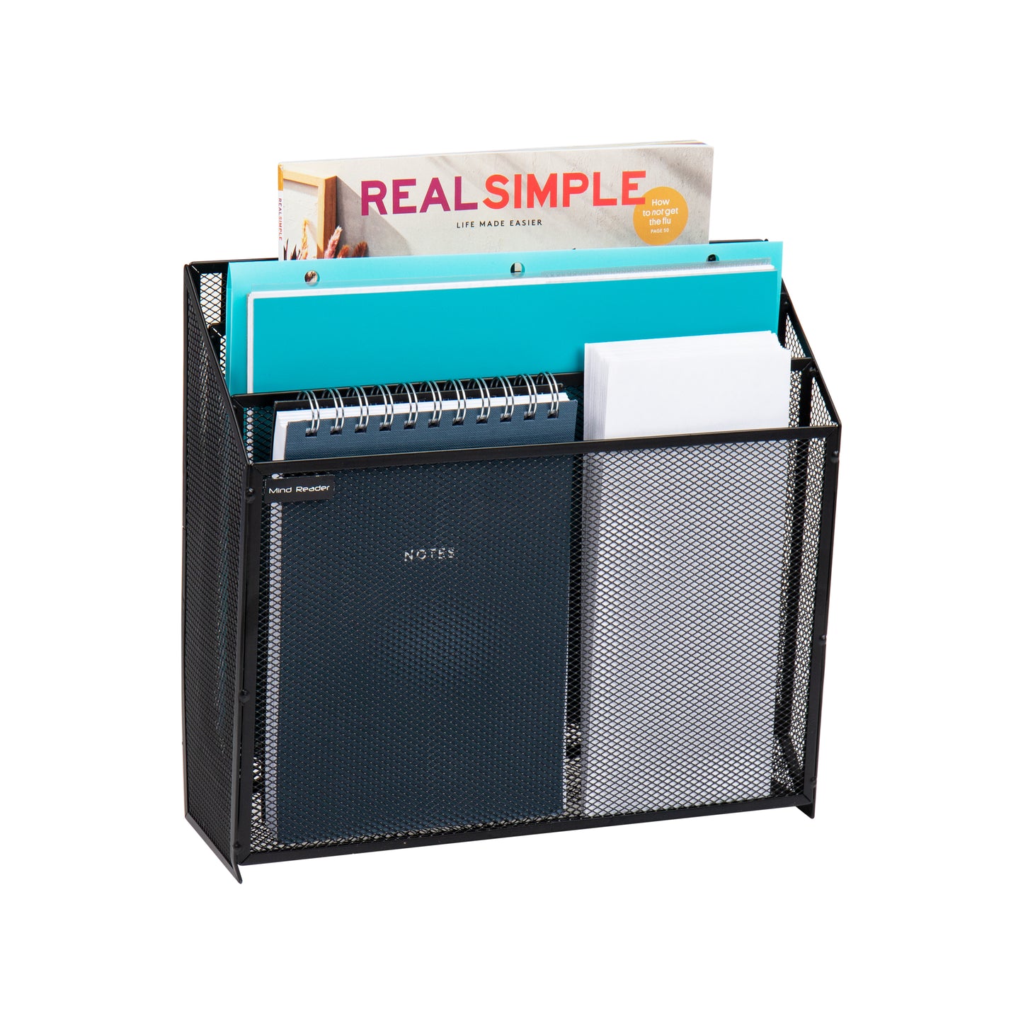 Mind Reader Vertical File Storage, Desktop Organizer, Wall Mount, Office, Metal Mesh, 12.5"L x 3.75"W x 11.5"H