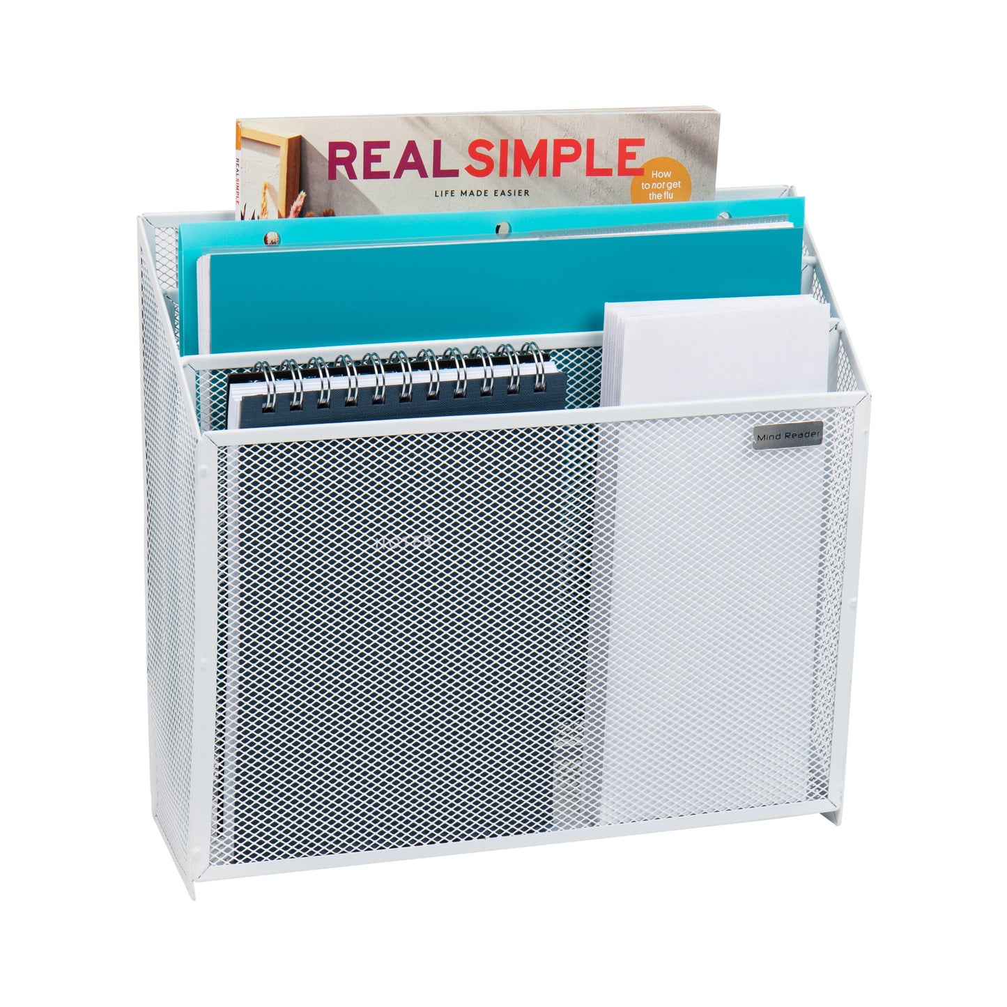 Mind Reader Vertical File Storage, Desktop Organizer, Wall Mount, Office, Metal Mesh, 12.5"L x 3.75"W x 11.5"H