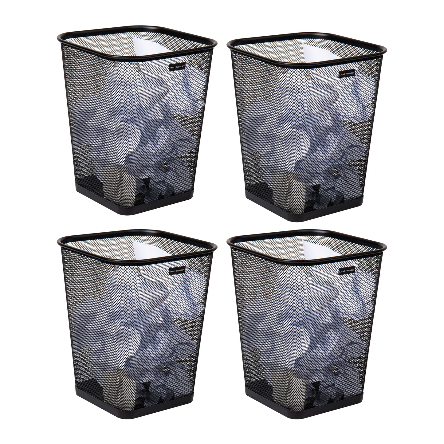 Mind Reader Network Collection, Waste Paper Basket, 5 Gallon Capacity, Reinforced Solid Rim and Base, Metal Mesh