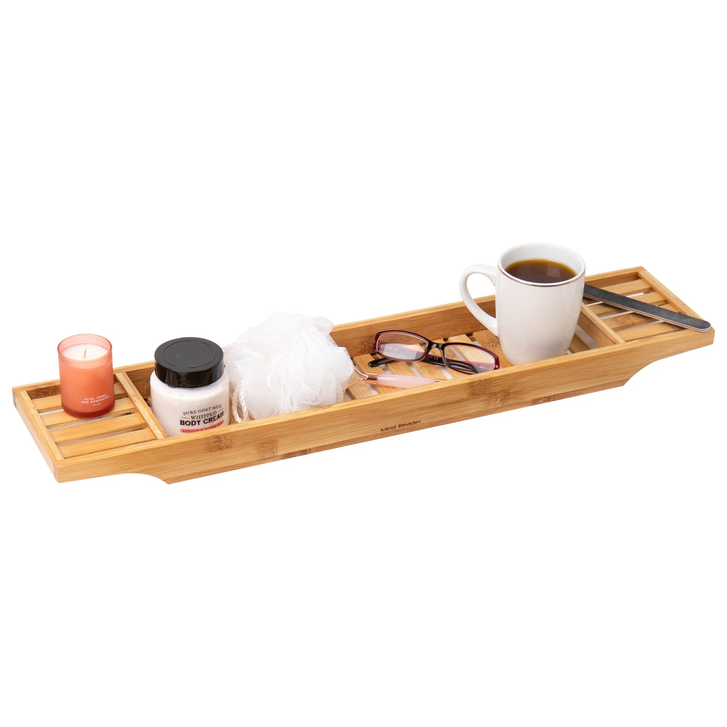 Mind Reader Bali Collection, Luxury Bamboo Bath Caddy, 27.5 x 5.75, Brown