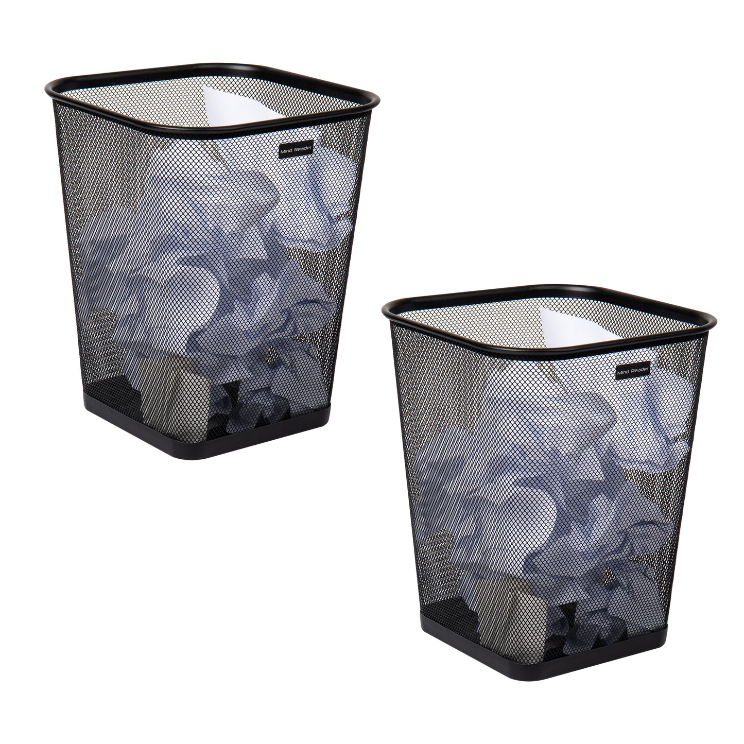 Mind Reader Network Collection, Waste Paper Basket, 5 Gallon Capacity, Reinforced Solid Rim and Base, Metal Mesh, Black