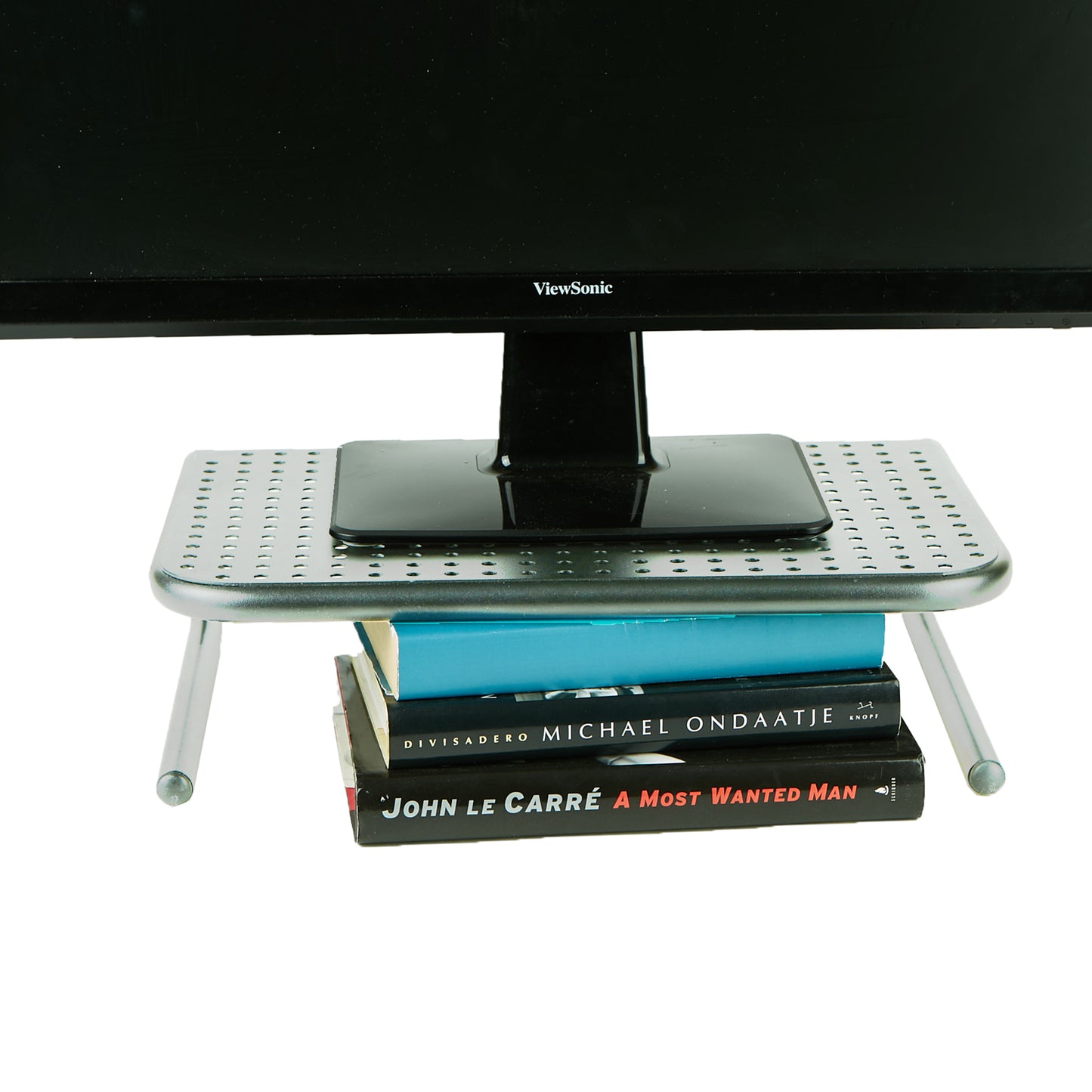 Mind Reader Monitor Stand, Ventilated Laptop Riser, Desktop Organizer, Metal, 14.5"L x 11.25"W x 4.25"H