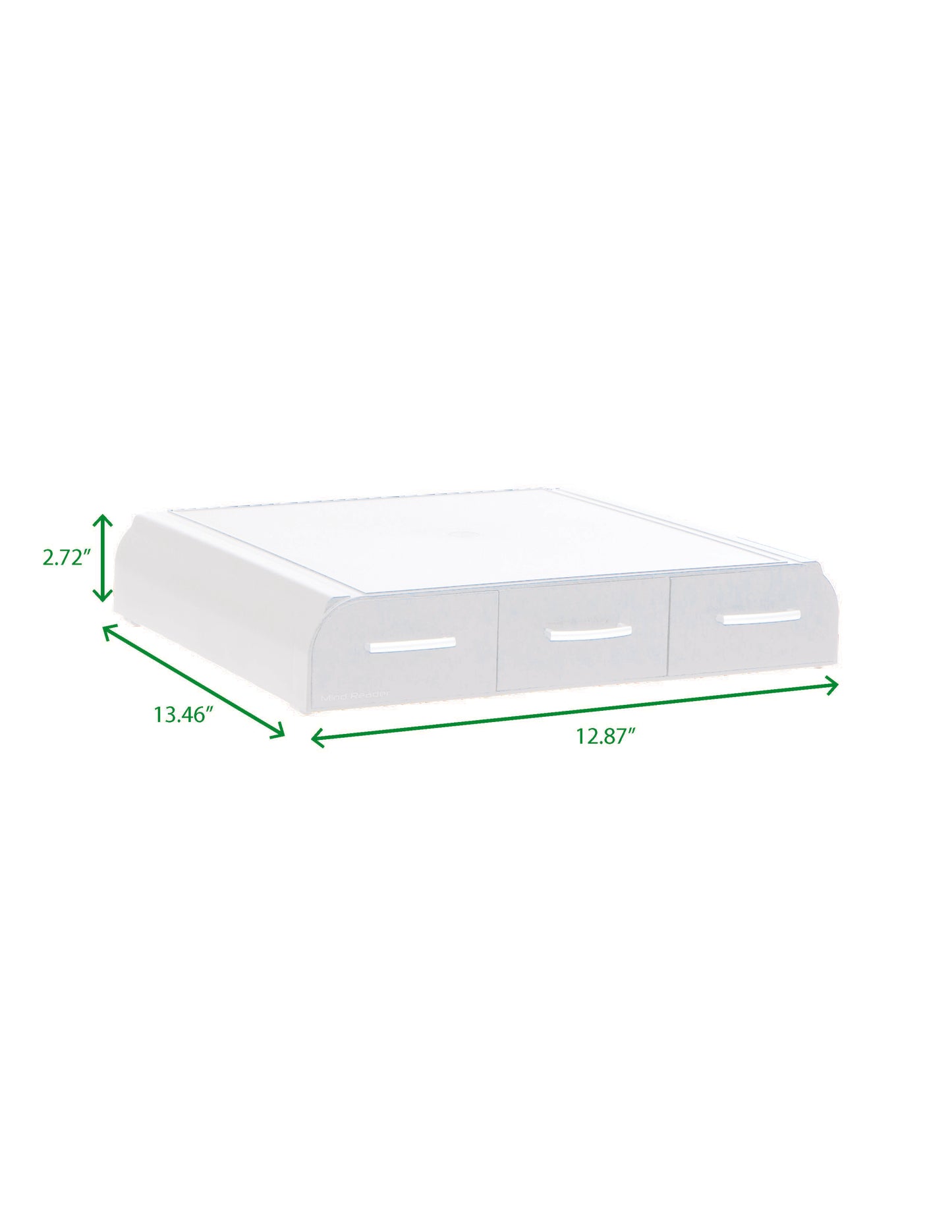 Mind Reader Monitor Stand, 3 Storage Drawers, Desktop Organizer, Riser, Office, 13.5"L x 13"W x 4"H