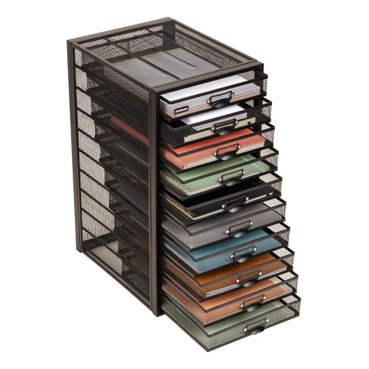 Mind Reader File Storage Drawers, Desk Organizer, Multi-Purpose, Crafts, Office, Metal Mesh, 10.75"L x 14"W x 21.25"H