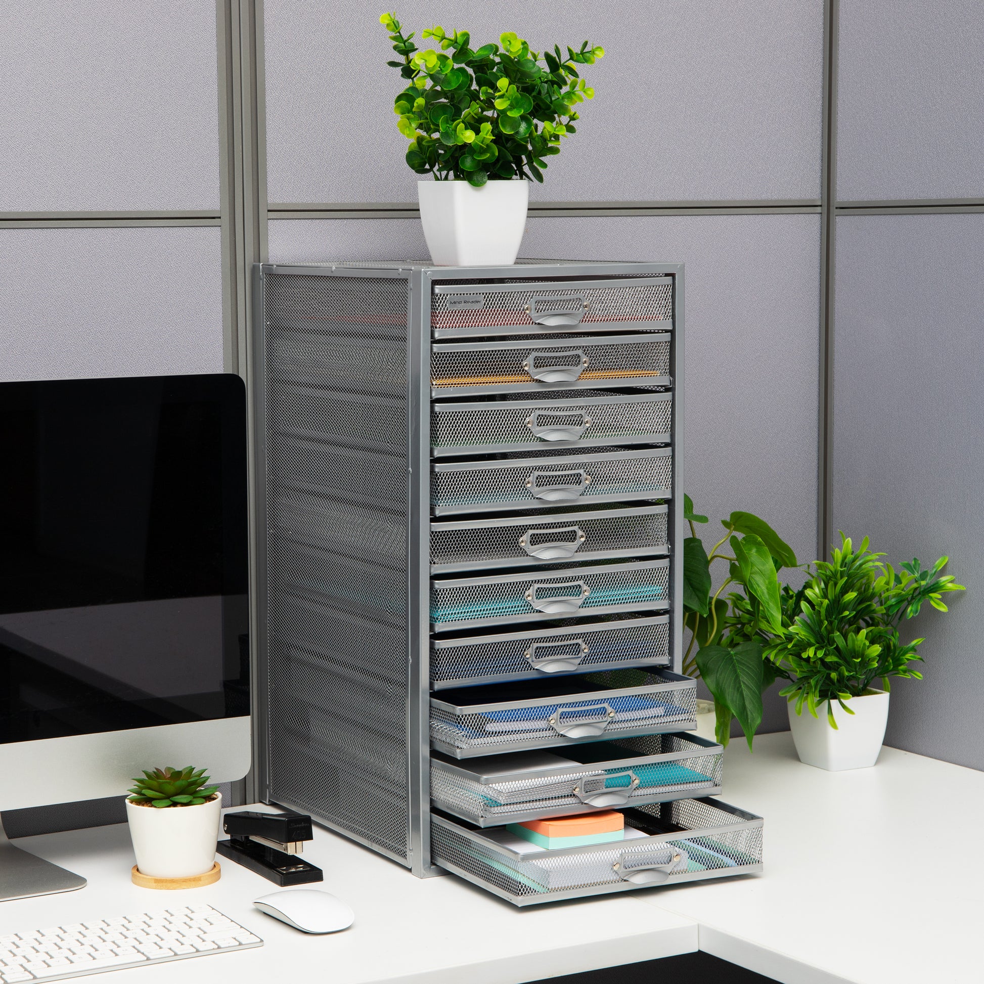 Mind Reader File Storage Drawers, Desk Organizer, Multi-Purpose, Crafts,  Office, Metal Mesh, 11L x 14W x 11H, Silver