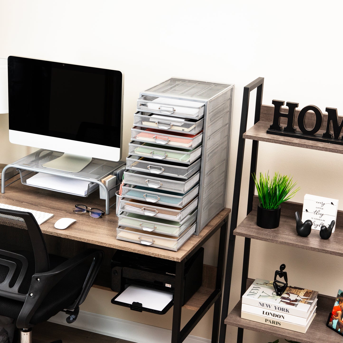 Mind Reader File Storage Drawers, Desk Organizer, Multi-Purpose, Crafts, Office, Metal Mesh, 10.75"L x 14"W x 21.25"H