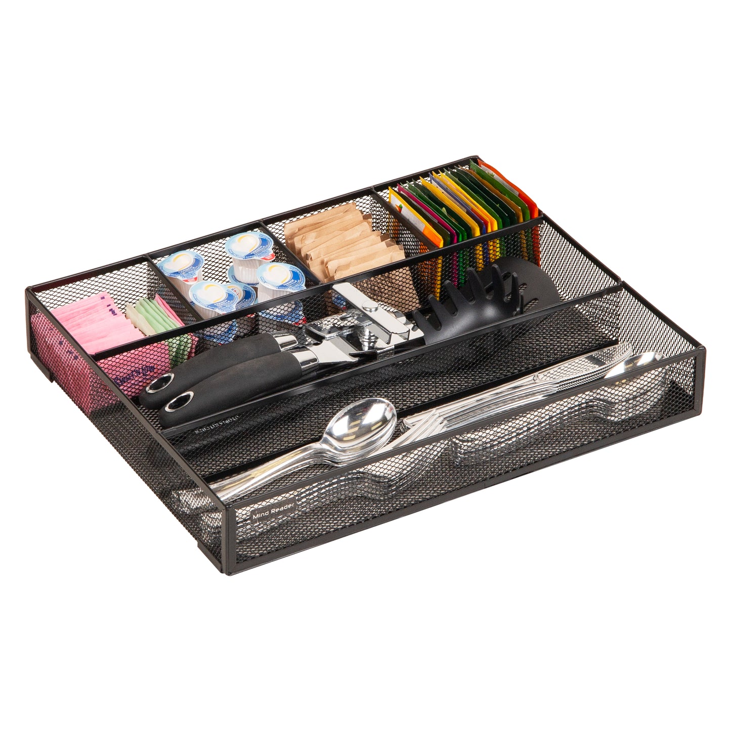 Mind Reader Drawer Organizer, Desk Org, Utensil Organizer, Office, Kitchen, Metal Mesh, 15"L x 12"W x 2.25"H, Set of 2
