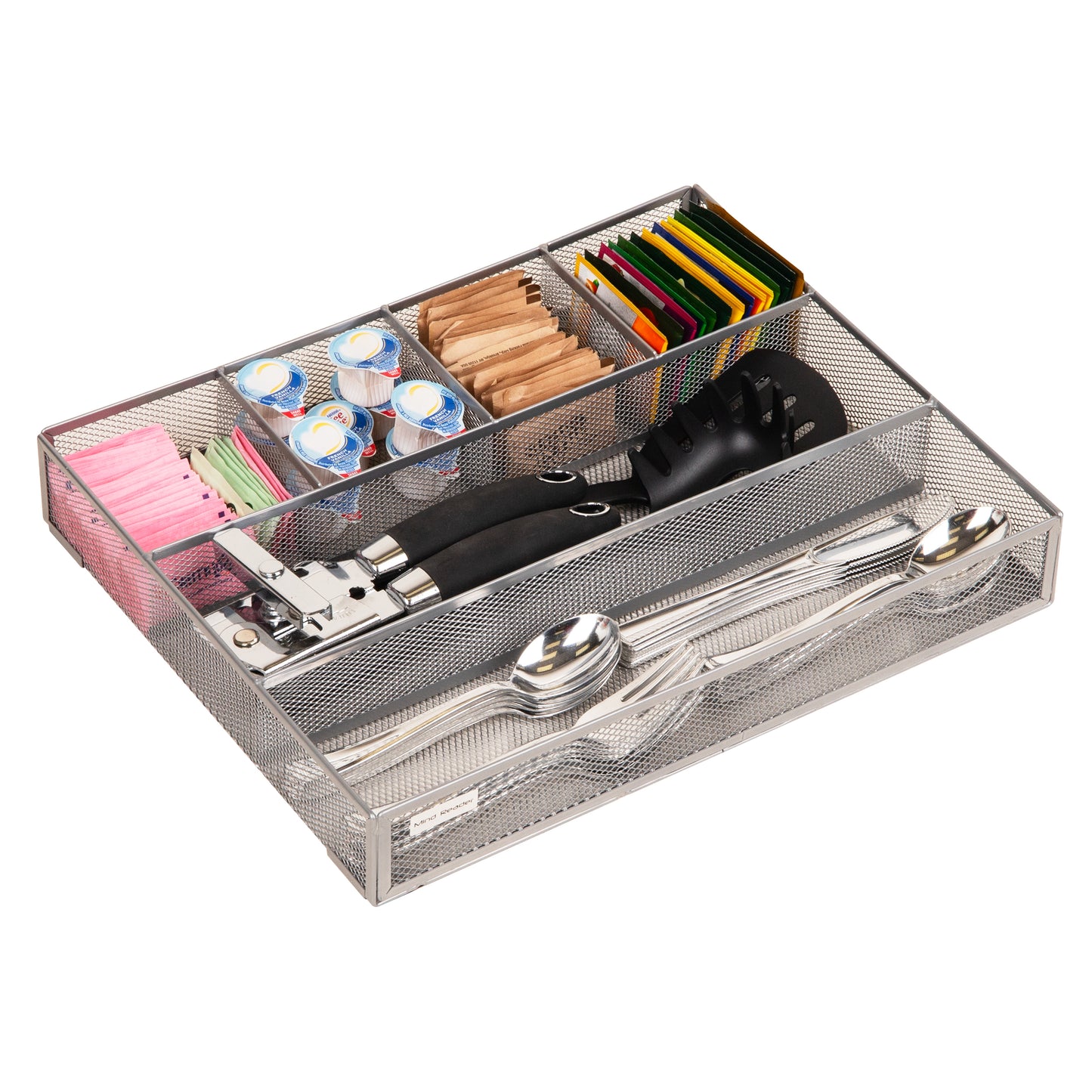 Mind Reader Drawer Organizer, Desk Org, Utensil Organizer, Office, Kitchen, Metal Mesh, 15"L x 12"W x 2.25"H, Set of 2