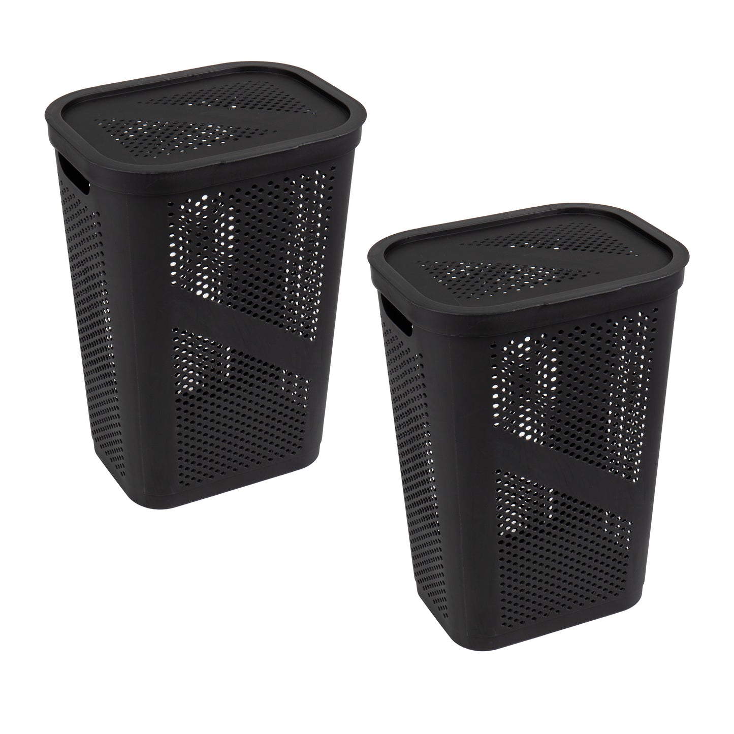 Mind Reader 60L Slim Laundry Hamper, Clothes Basket, Lid, Ventilated, Plastic, 17.25"L x 13.75"W x 23.5"H