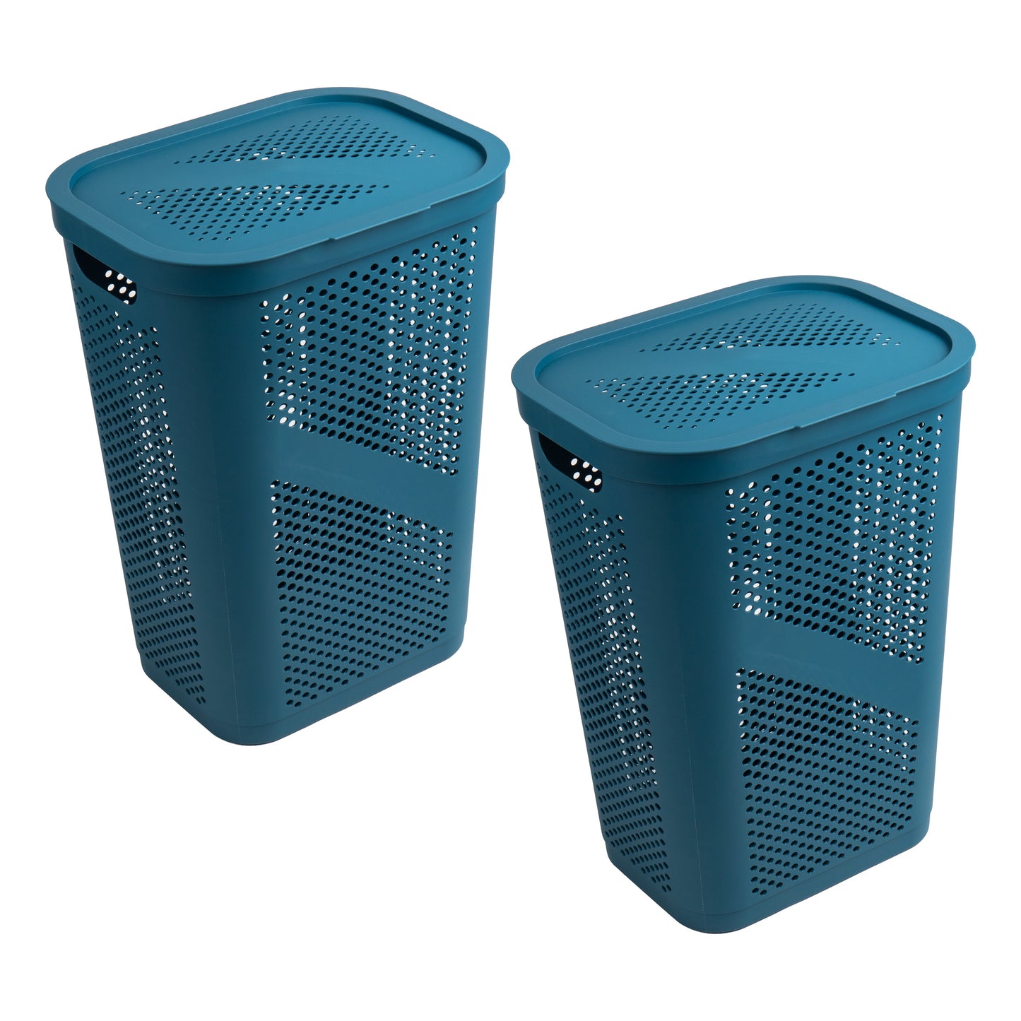 Mind Reader 60L Slim Laundry Hamper, Clothes Basket, Lid, Ventilated, Plastic, 17.25"L x 13.75"W x 23.5"H
