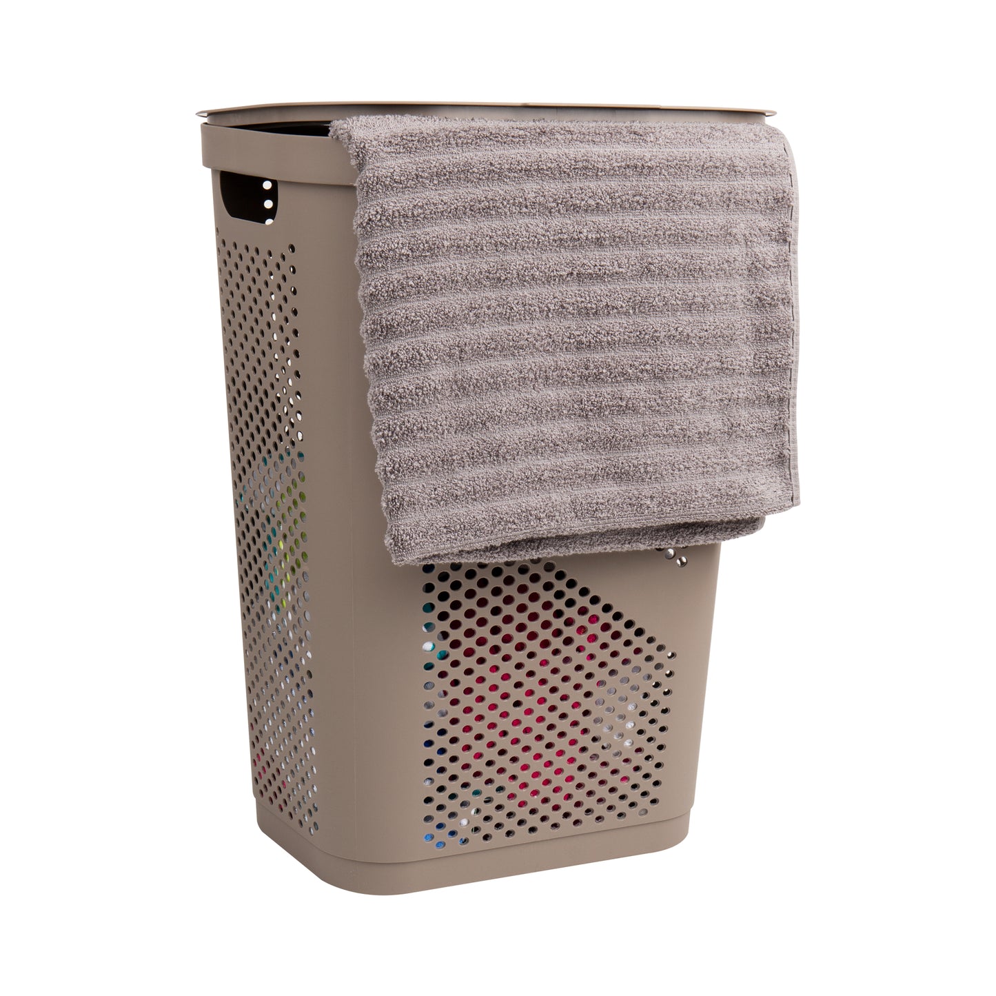 Mind Reader 60L Slim Laundry Hamper, Clothes Basket, Lid, Ventilated, Plastic, 17.25"L x 13.75"W x 23.5"H