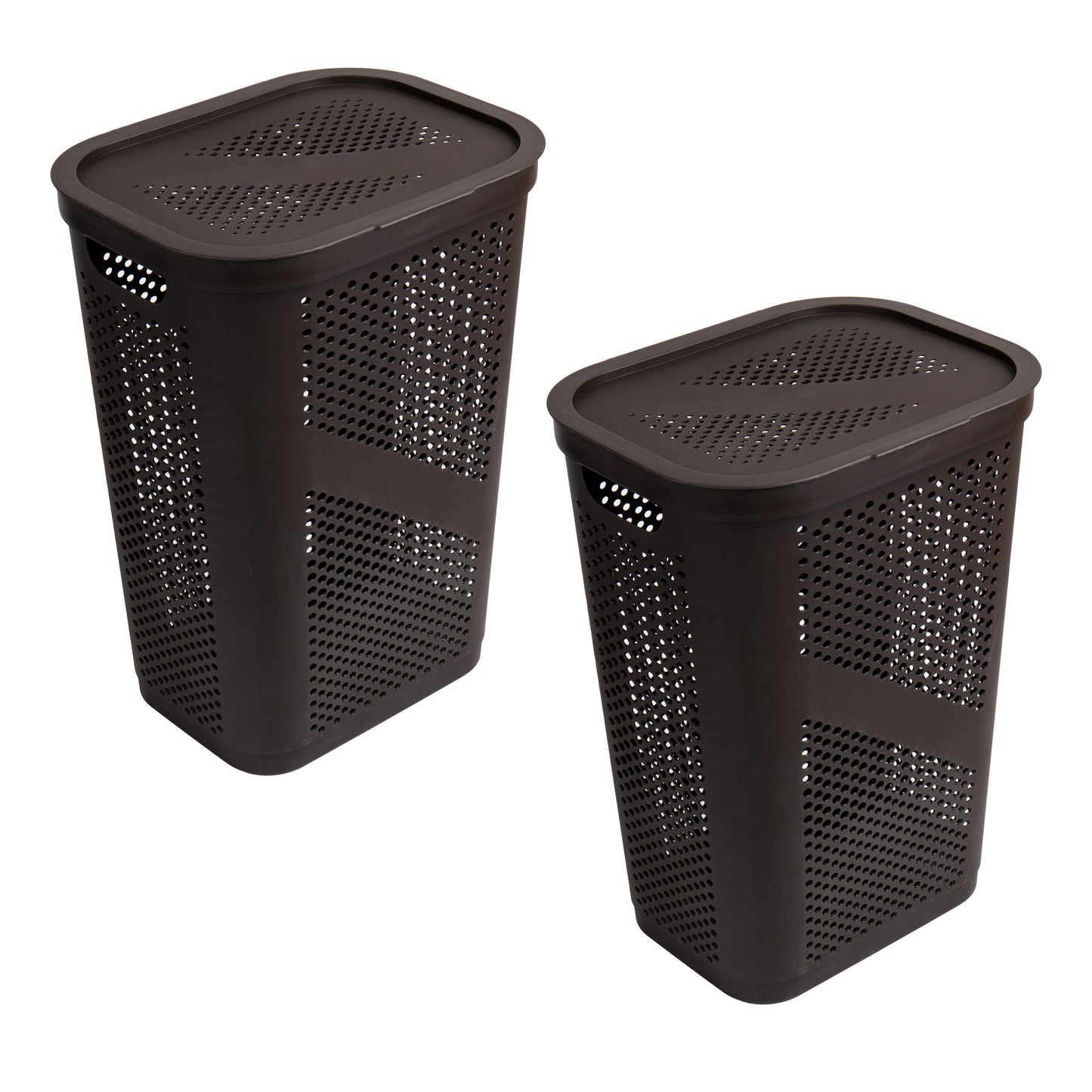 Mind Reader 60L Slim Laundry Hamper, Clothes Basket, Lid, Ventilated, Plastic, 17.25"L x 13.75"W x 23.5"H