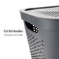 Mind Reader 60L Slim Laundry Hamper, Clothes Basket, Lid, Ventilated, Plastic, 17.25"L x 13.75"W x 23.5"H