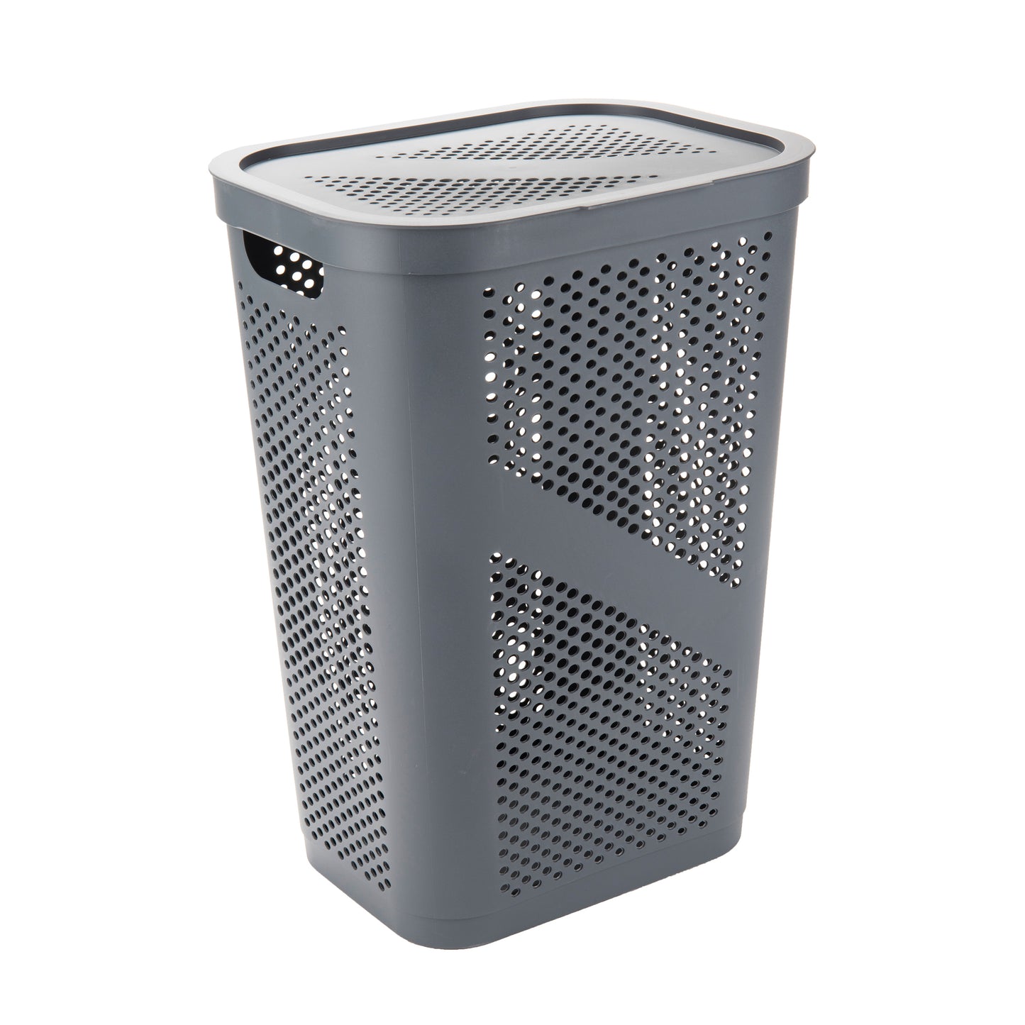 Mind Reader 60L Slim Laundry Hamper, Clothes Basket, Lid, Ventilated, Plastic, 17.25"L x 13.75"W x 23.5"H