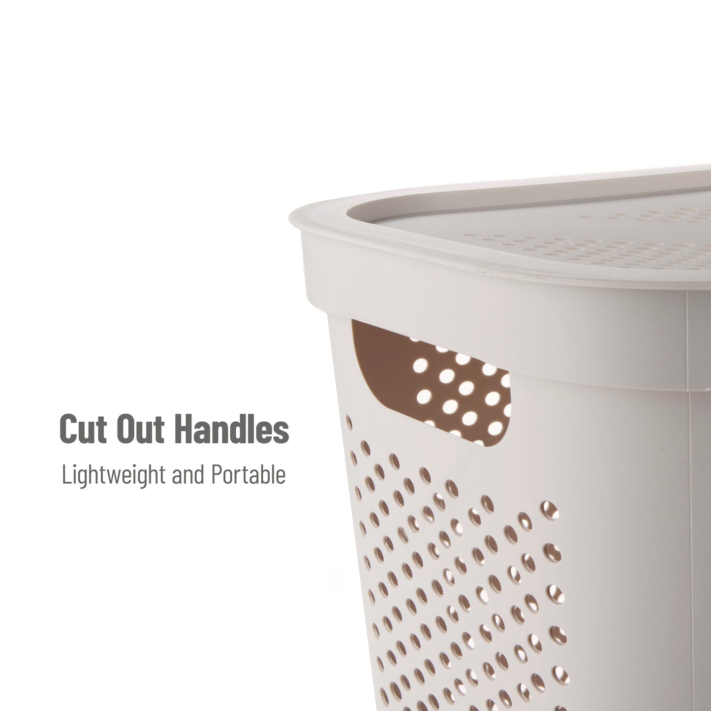 Mind Reader 60L Slim Laundry Hamper, Clothes Basket, Lid, Ventilated, Plastic, 17.25"L x 13.75"W x 23.5"H