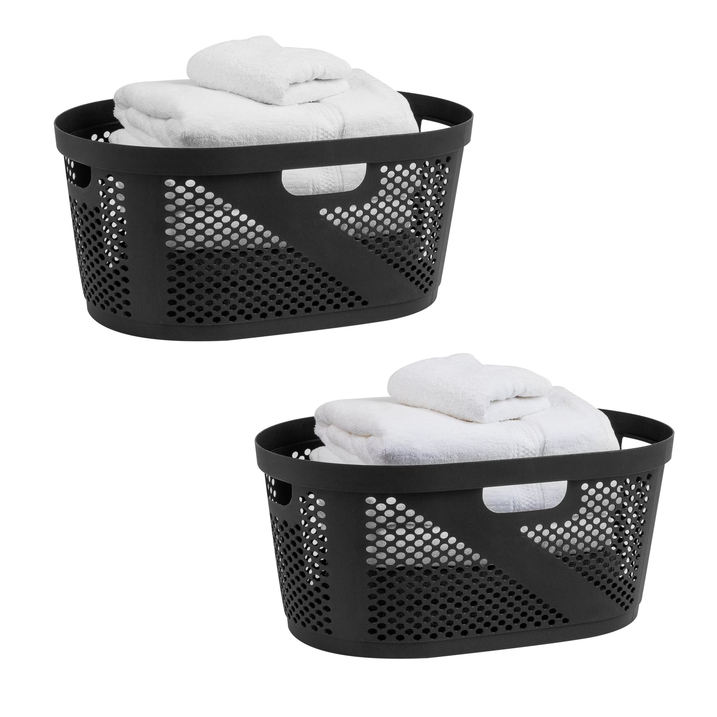 Mind Reader 40L Laundry Basket, Clothes Hamper, Ventilated, Plastic, 23"L x 14.5"W x 10.5"H