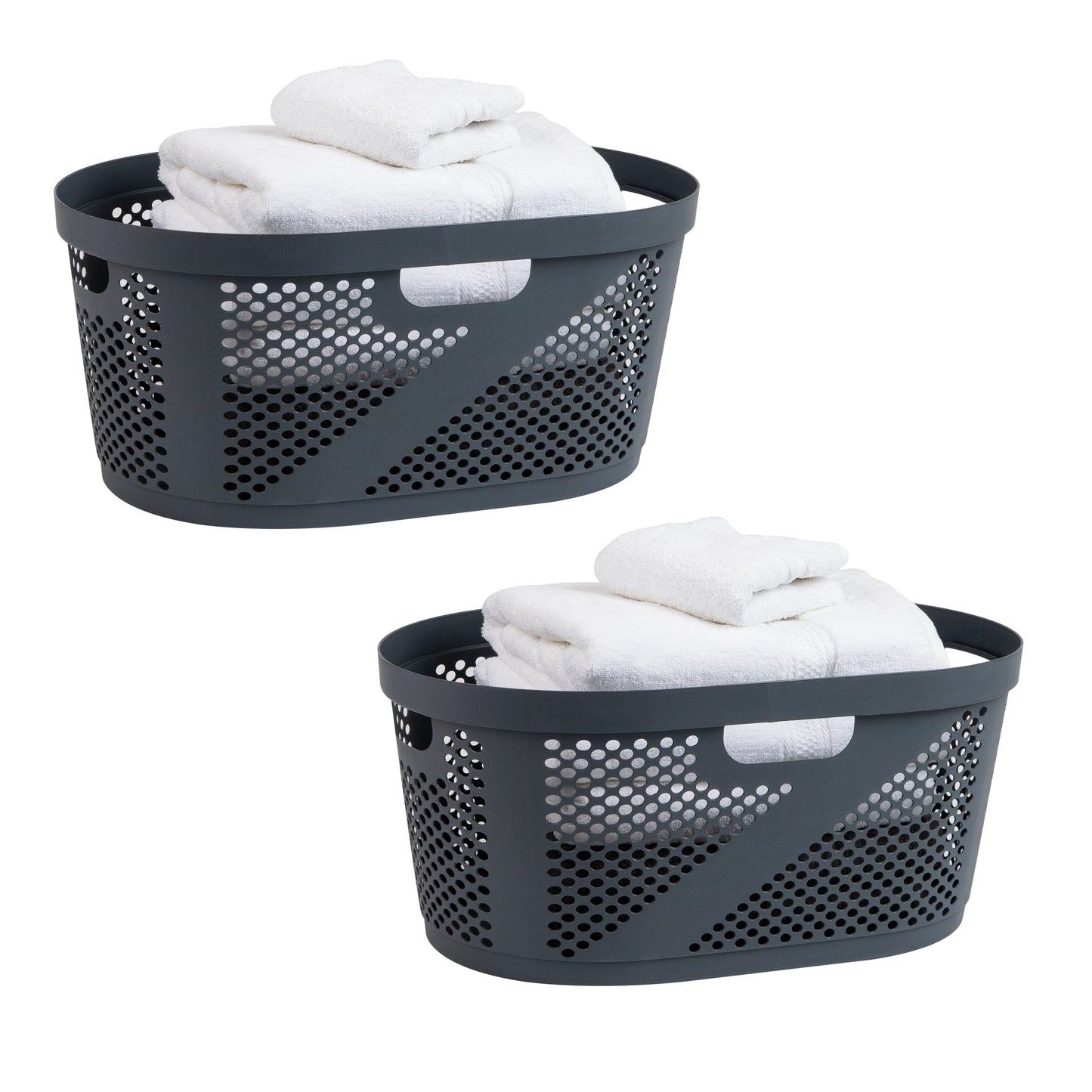 Mind Reader 40L Laundry Basket, Clothes Hamper, Ventilated, Plastic, 23"L x 14.5"W x 10.5"H