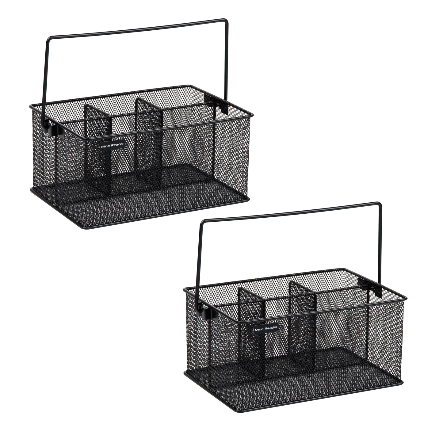 Mind Reader Network Collection, 4-Compartment Utensil or Supply Caddy with Handle, Countertop or Desktop Organizer, Metal Mesh