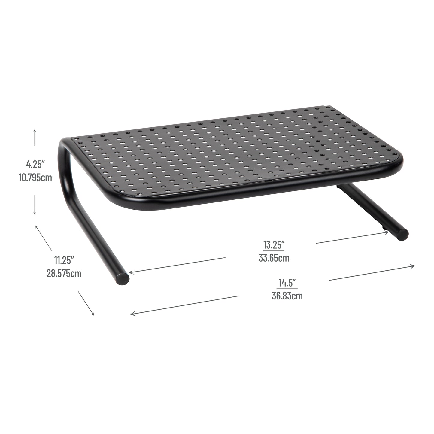 Mind Reader Monitor Stand, Ventilated Laptop Riser, Desktop Organizer, Metal, 14.5"L x 11.25"W x 4.25"H