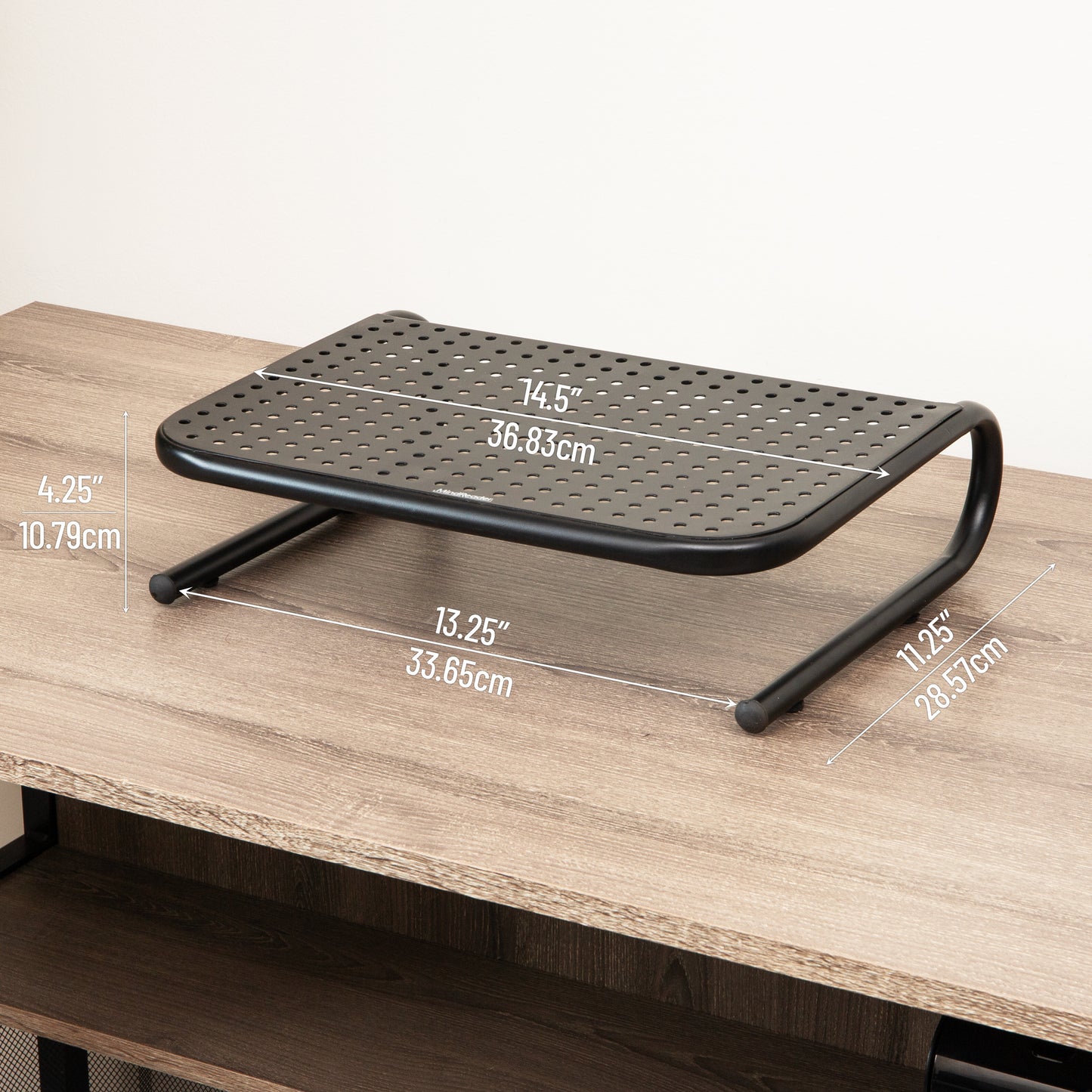 Mind Reader Monitor Stand, Ventilated Laptop Riser, Desktop Organizer, Metal, 14.5"L x 11.25"W x 4.25"H