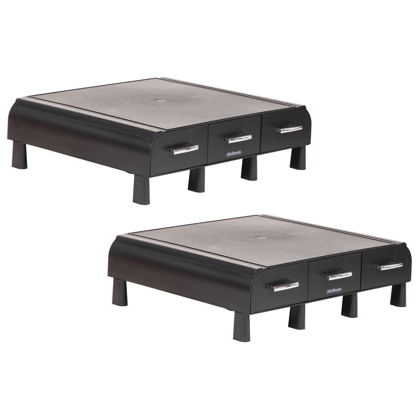 Mind Reader Monitor Stand, 3 Storage Drawers, Desktop Organizer, Riser, Office, 13.5"L x 13"W x 4"H