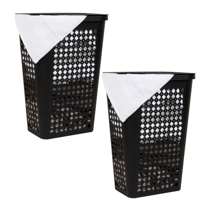 Mind Reader Slim Tapered Laundry Hampers with Lid, Clothes Basket with Swiss Cross Cut-Outs, Lightweight & Ventilated, Plastic, Set of 2