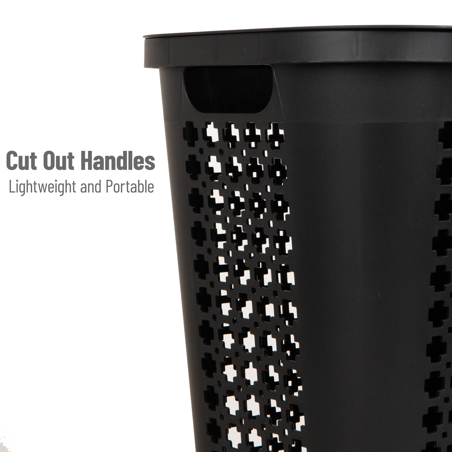 Mind Reader Slim Tapered Laundry Hampers with Lid, Clothes Basket with Swiss Cross Cut-Outs, Lightweight & Ventilated, Plastic, Set of 2