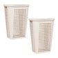 Mind Reader Slim Tapered Laundry Hampers with Lid, Clothes Basket with Swiss Cross Cut-Outs, Lightweight & Ventilated, Plastic, Set of 2