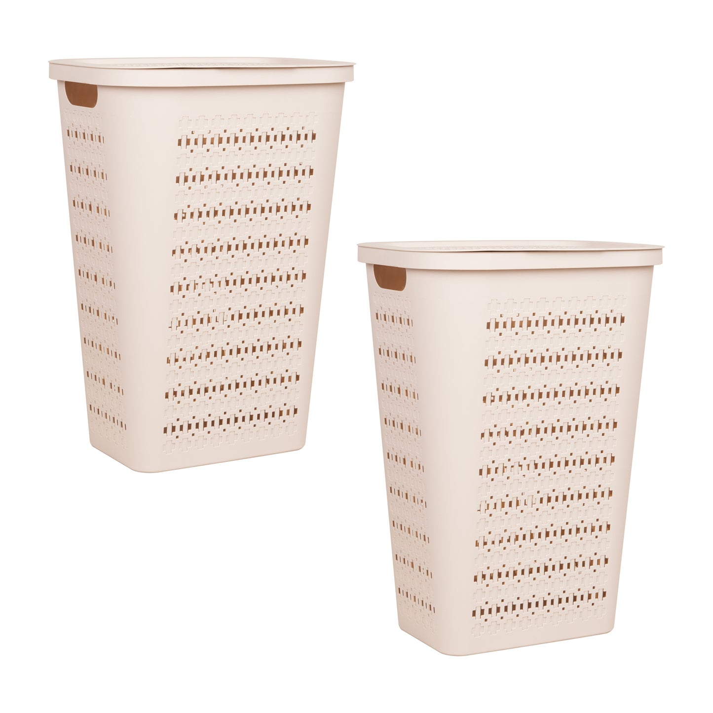 Mind Reader Slim Tapered Laundry Hampers with Lid, Clothes Basket with Swiss Cross Cut-Outs, Lightweight & Ventilated, Plastic, Set of 2