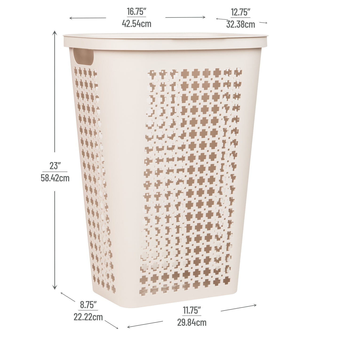 Mind Reader Slim Tapered Laundry Hampers with Lid, Clothes Basket with Swiss Cross Cut-Outs, Lightweight & Ventilated, Plastic, Set of 2