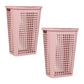 Mind Reader Slim Tapered Laundry Hampers with Lid, Clothes Basket with Swiss Cross Cut-Outs, Lightweight & Ventilated, Plastic, Set of 2