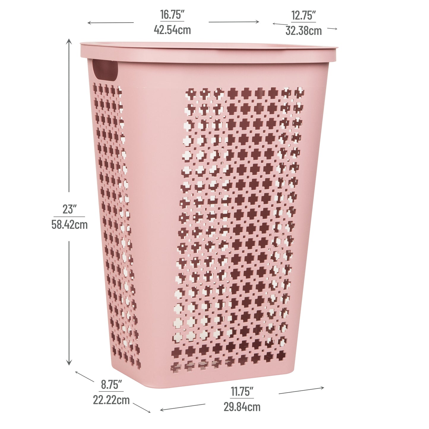 Mind Reader Slim Tapered Laundry Hampers with Lid, Clothes Basket with Swiss Cross Cut-Outs, Lightweight & Ventilated, Plastic, Set of 2