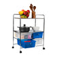 Mind Reader Rolling Cart with Drawers, Utility Cart, Craft Storage, Kitchen, Metal, 24.25"L x 15"W x 32"H, Blue, Silver