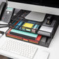 Mind Reader Monitor Stand, Ventilated Laptop Riser, Storage Drawer, Office, Metal Mesh, 15.75"L x 11.75"W x 4.5"H, Black