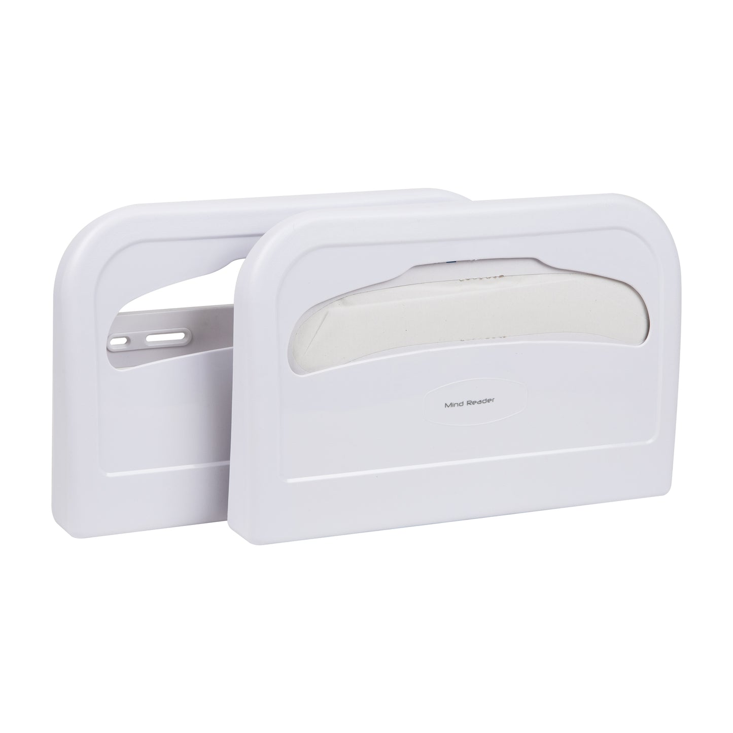 Mind Reader Toilet Seat Cover Dispenser, Set of 2, Wall Mount, Restroom, Bathroom, Plastic, 16.5"L x 11.25"W x 2"H, White