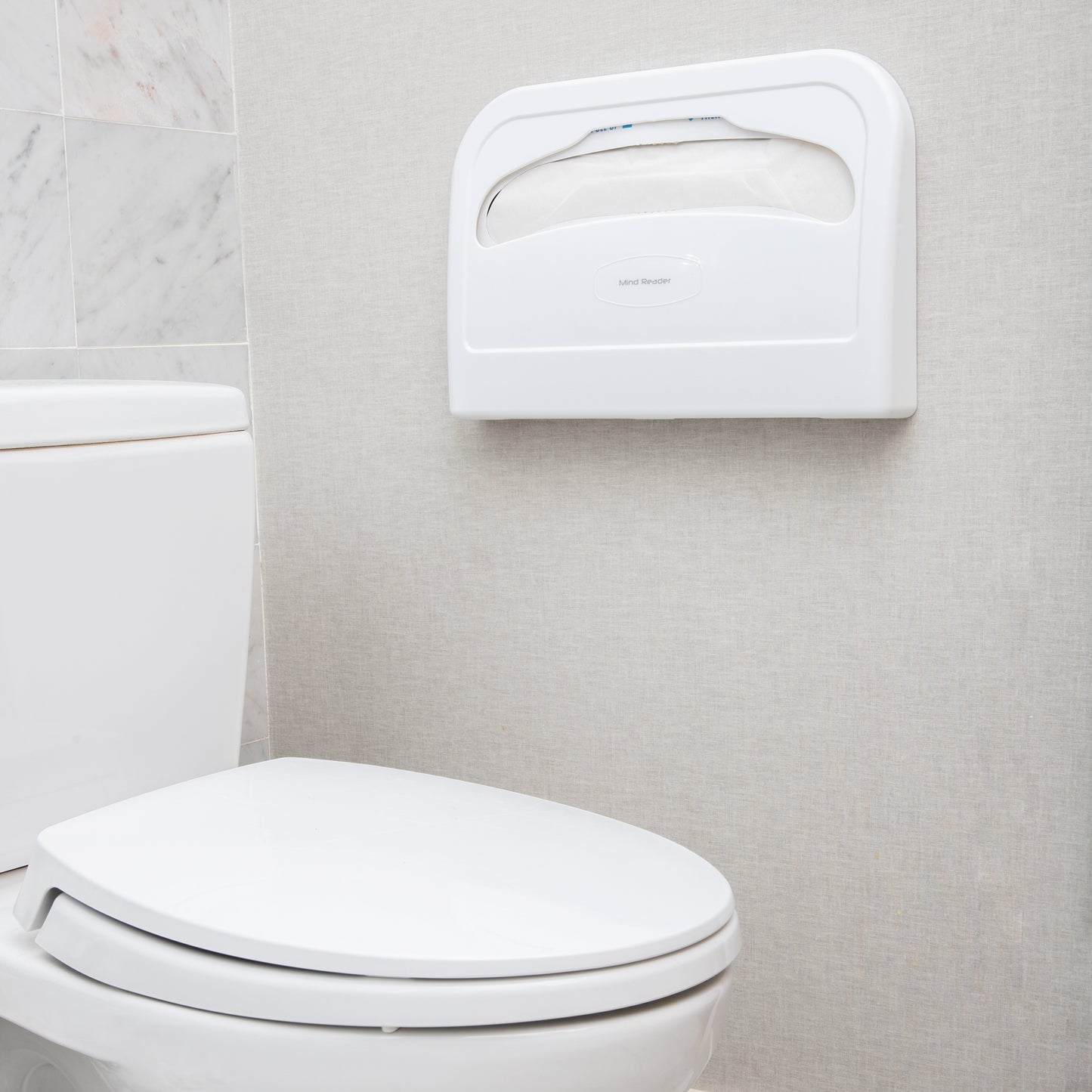 Mind Reader Toilet Seat Cover Dispenser, Set of 2, Wall Mount, Restroom, Bathroom, Plastic, 16.5"L x 11.25"W x 2"H, White