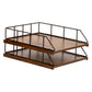 Mind Reader 2-Tier Rustic Paper Tray Organizer with Metal Frame, Wood Base for Desk or Office, Stackable, Metal and Wood, Black