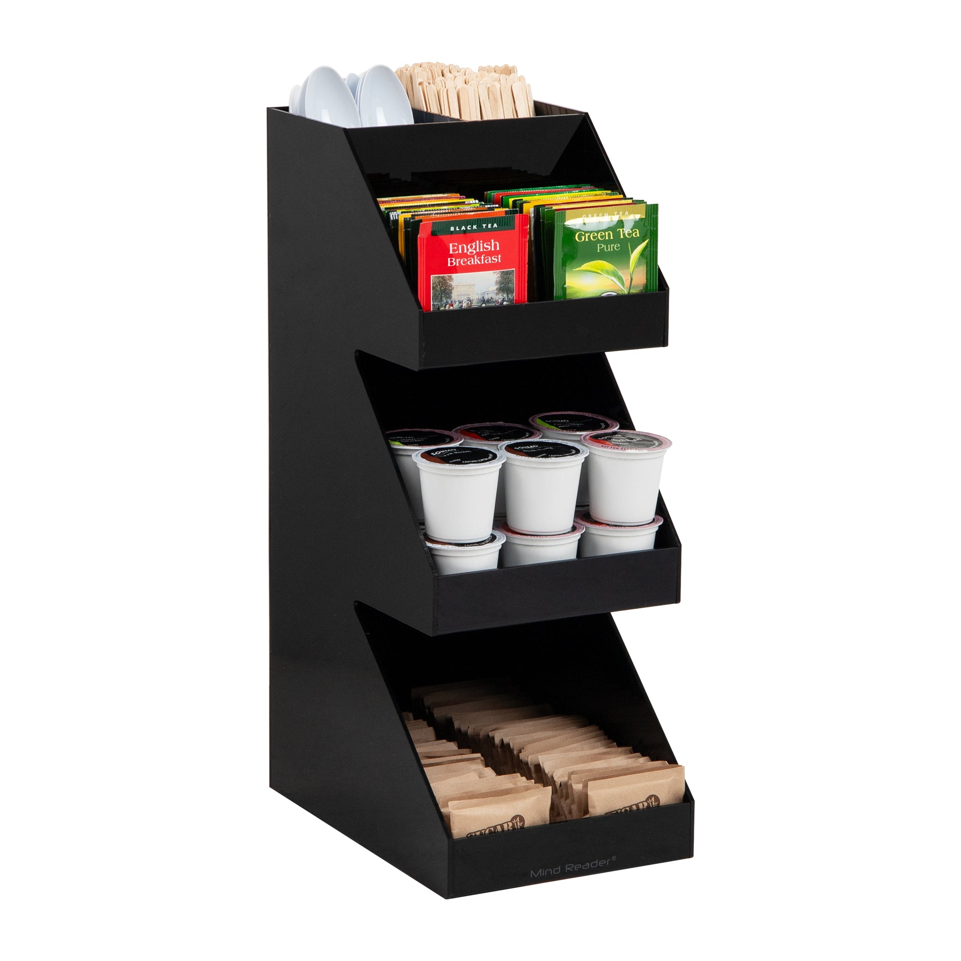  Mind Reader Snack Tray, Countertop Organizer, Snack Tray,  Condiment Holder, Breakroom, Kitchen, 24 L x 12 W x 3.25 H, Black :  Everything Else