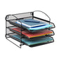 Mind Reader 3 or 4-Tier Paper Tray, Desktop Organizer, Wall Mountable, Office, Metal Mesh, Black