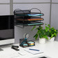 Mind Reader 3 or 4-Tier Paper Tray, Desktop Organizer, Wall Mountable, Office, Metal Mesh, Black