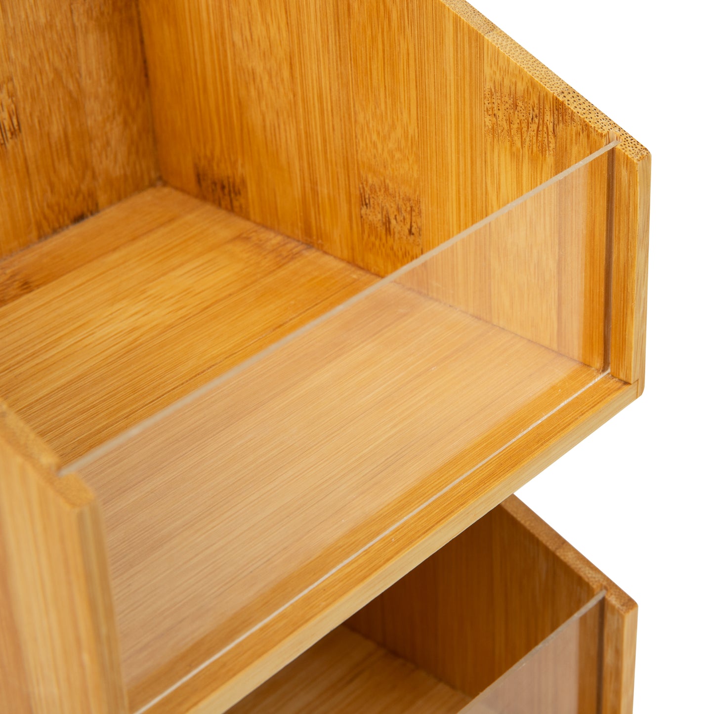 Mind Reader Bali Collection, 3-Compartment, 3-Tier Bamboo Condiment Storage, Countertop Organizer, 6.5"L x 6.5"W x 15"H, Brown