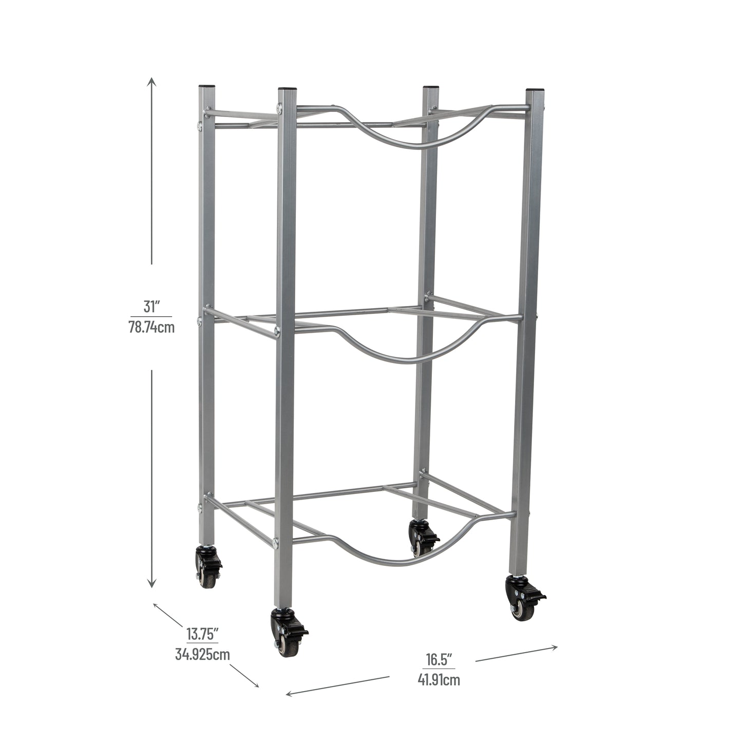 Mind Reader Alloy Collection, Multi-Tier Heavy Duty Water Jug Stand with Sturdy Wheels, Metal, Gray