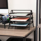 Mind Reader 3-Tier Paper Tray, Desktop Organizer, File Storage, Workspace, Office, Metal Mesh, 11.75"L x 13.75"W x 10"H