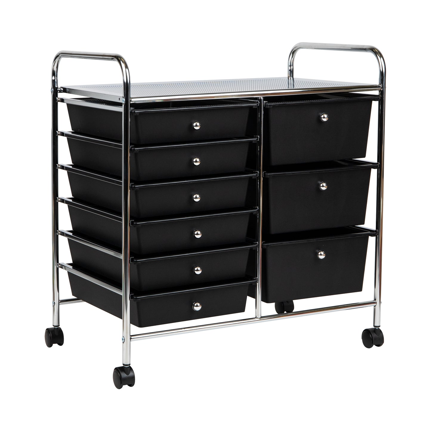 Mind Reader Rolling Cart with Drawers, Utility Cart, Craft Storage, Kitchen, Metal, 24.25"L x 15.25"W x26.25"H, Black, Silver