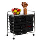 Mind Reader Elevate Collection, 3-Tier, 9-Drawer Mobile Utility Cart, Multi-Purpose, 360° Omnidirectional Casters, Removable Drawers, Metal and Plastic, 24.25"L x 15.25"W x 26.25"H, Black and Silver