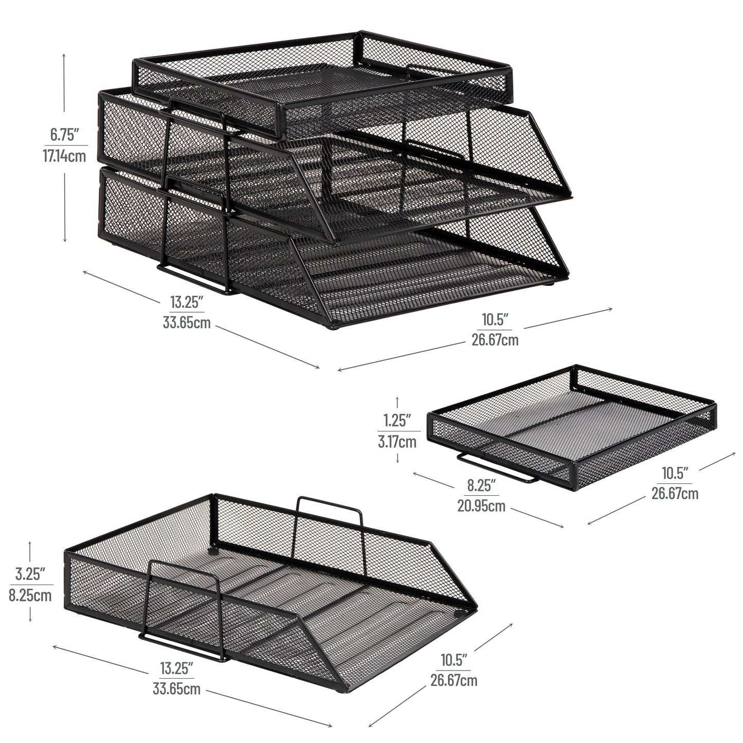 Mind Reader 2 Tier Paper Tray with Top Supply Compartment, Desktop File Organizer, Metal Mesh, Black