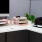 Mind Reader 2 Tier Paper Tray with Top Supply Compartment, Desktop File Organizer, Metal Mesh, Pink