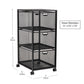 Mind Reader Network Collection, Rolling File Cabinet with Removable Drawers, Omnidirectional Wheels, Desk Organizer, Lightweight and Portable, Metal Mesh, Black
